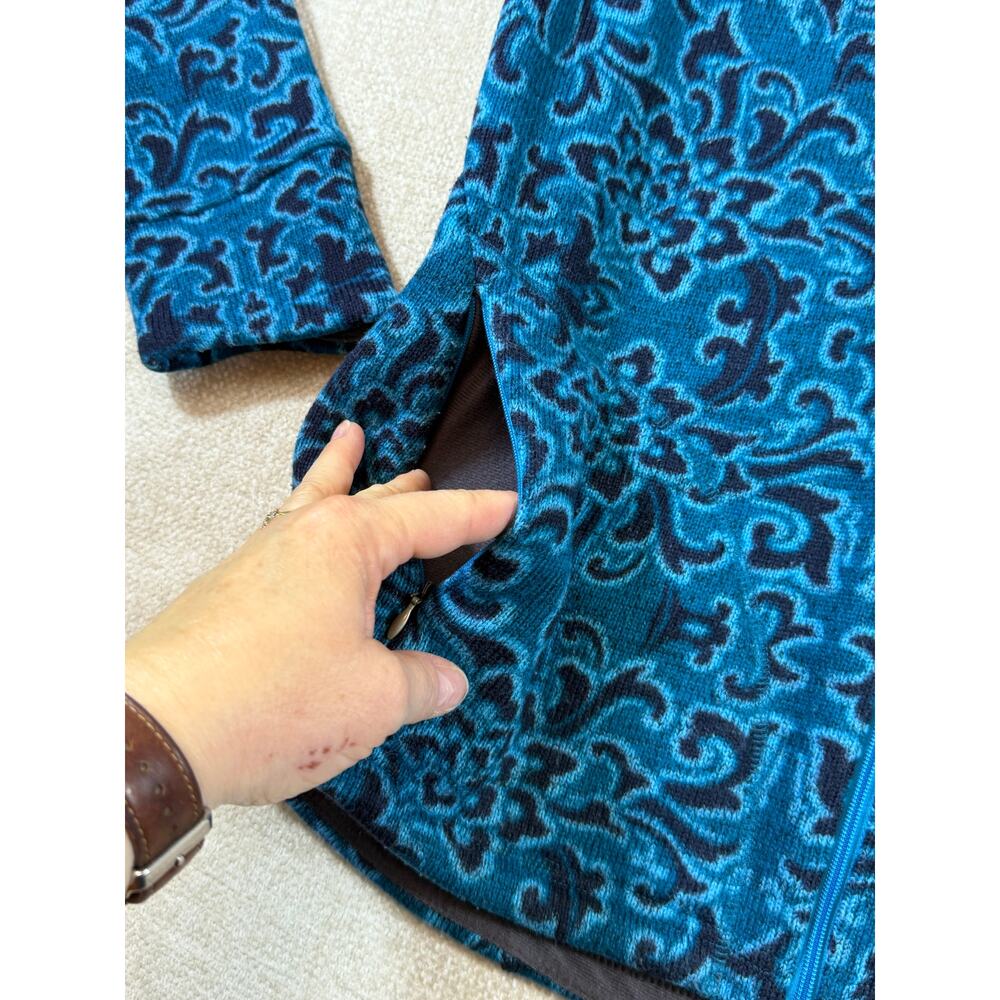 Sherpa Adventure Gear Women's Large Blue Black Hooded Zip Front Fleece Jacket - Picture 7 of 10